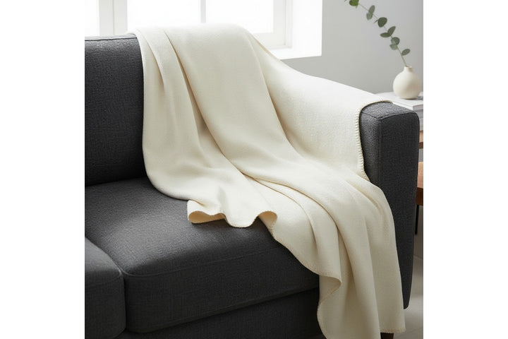 BUCANEVE Wool and Silk Throw with Whipstitch edge