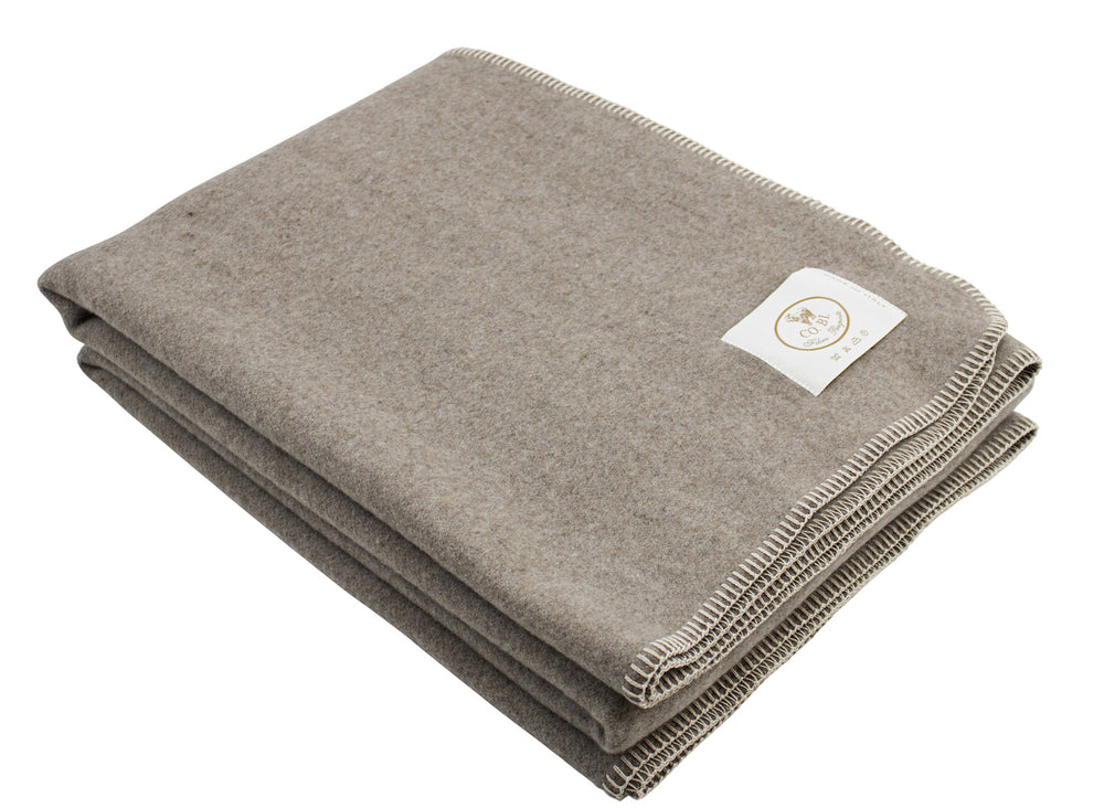 Plaid marrone con punto cavallo bianco di cashmere e lana