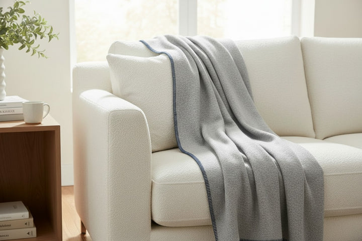 GIORGY Throw with Wool and Rayon Whipstitch edge