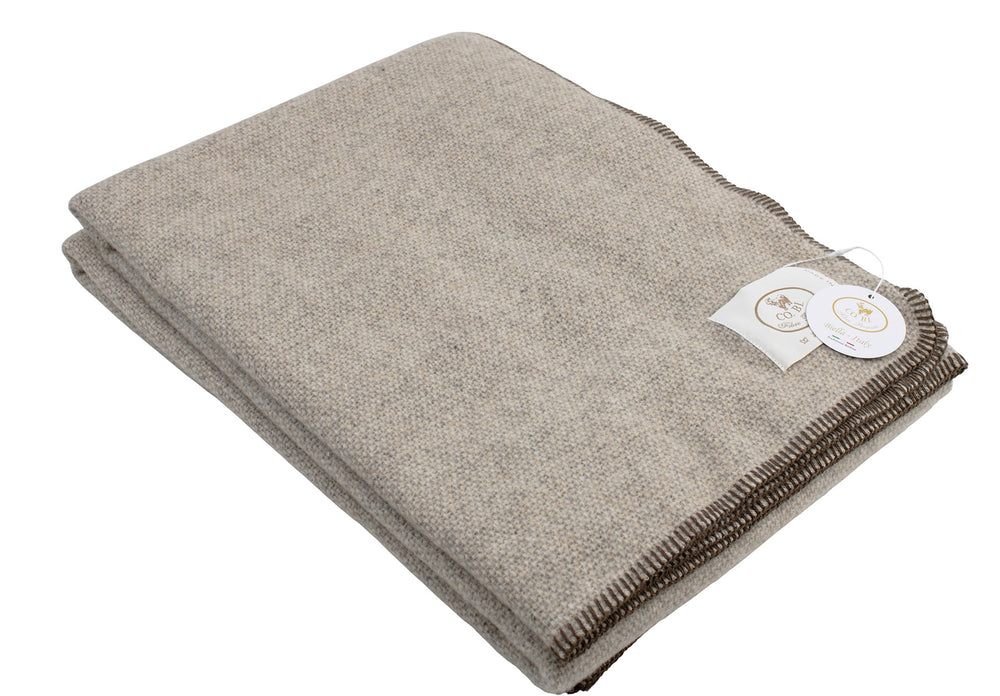 Plaid doppio di lana e cashmere marrone