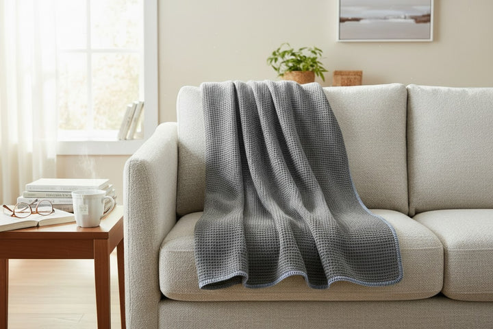 Plaid a nido d'ape colore grigio