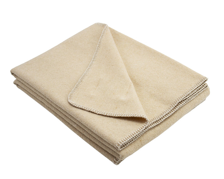 Plaid misto lana beige con punto cavallo