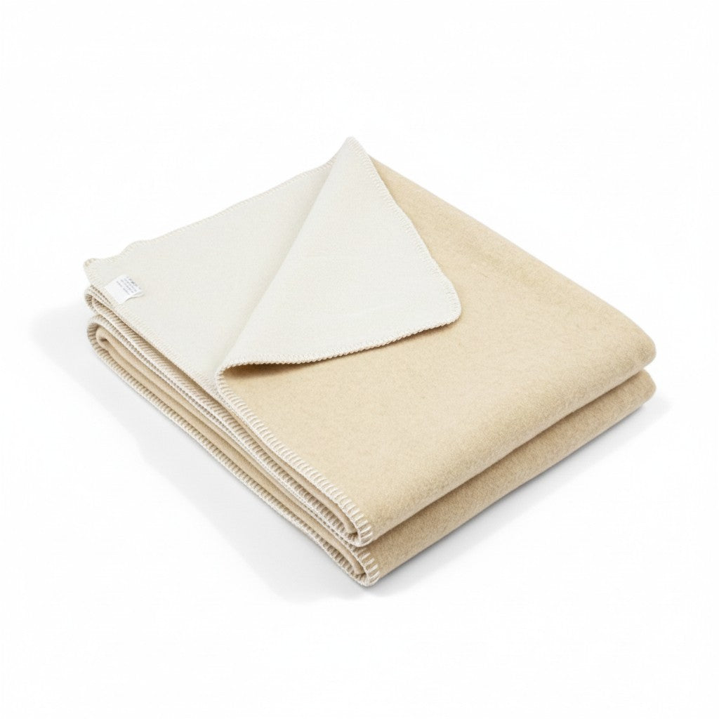 Plaid beige e bianco naturale a punto cavallo