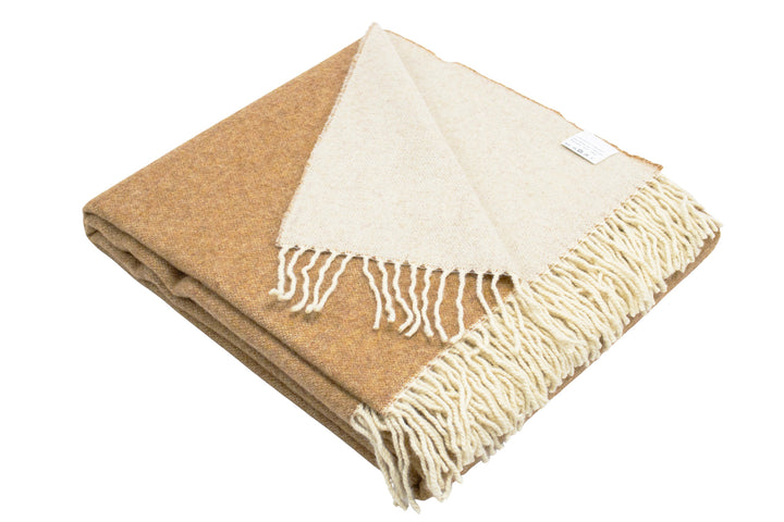 Plaid double face cammello scuro e greggio