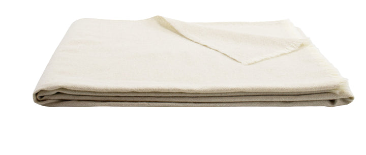 Plaid di lana e lino color bianco naturale