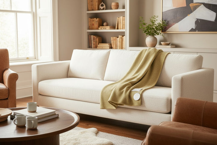 Plaid di cashmere e lana color senape