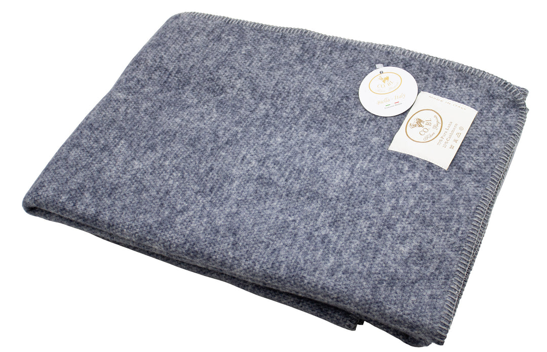 Plaid blu di lana e cashmere