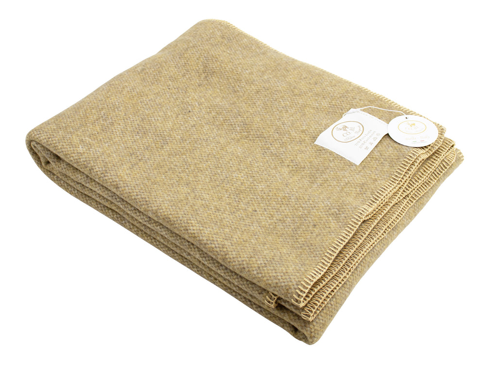 Plaid senape di lana e cashmere con punto cavallo