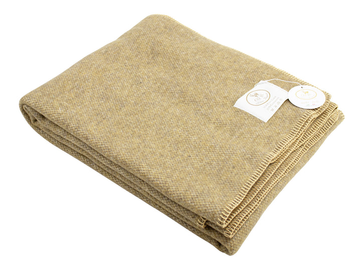 Plaid senape di lana e cashmere con punto cavallo