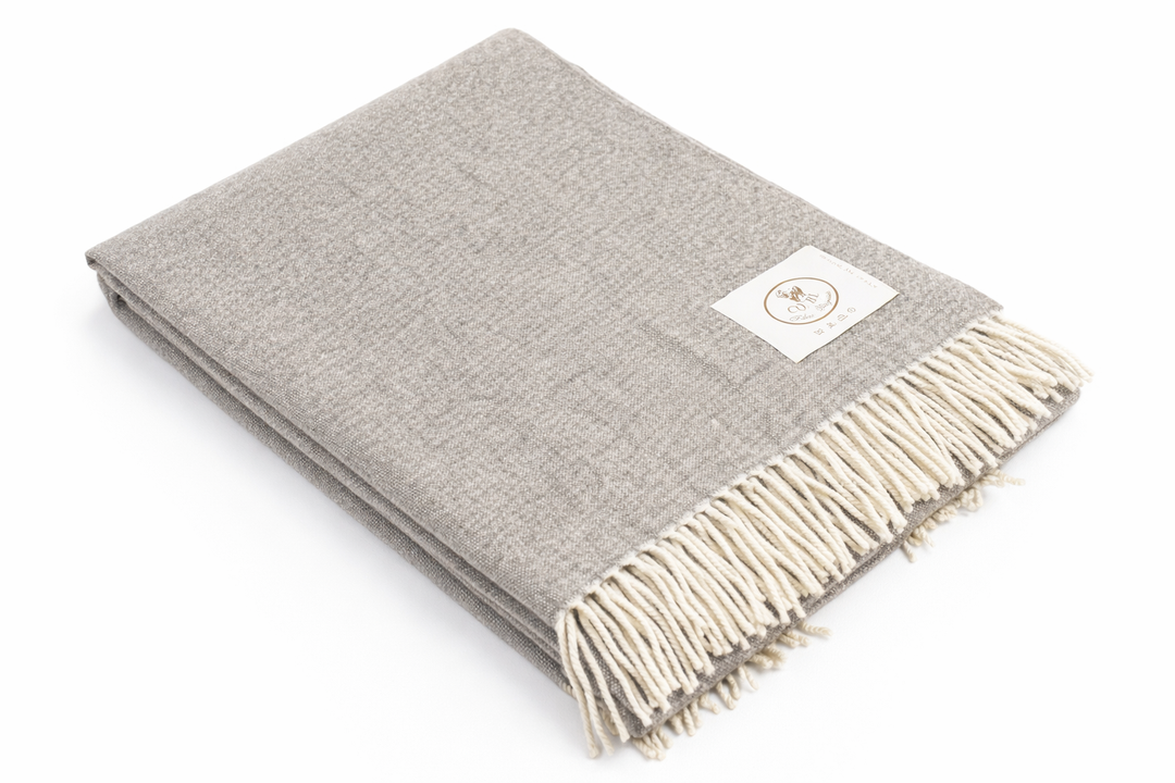 Plaid marrone chiaro di cashmere e lana