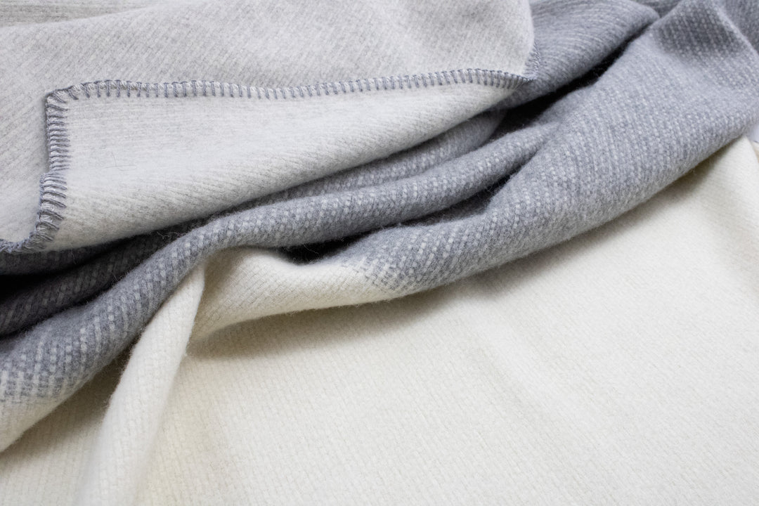 Pure Wool Throw OLIVER with  Whipstitch in three different colors