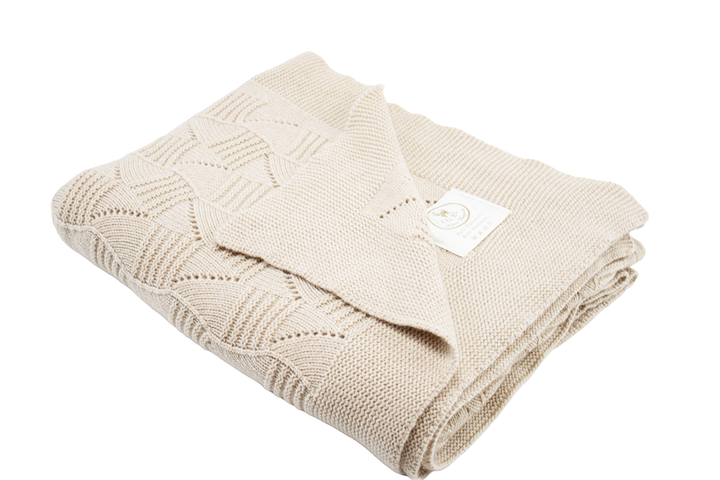 Plaid di maglia di puro cashmere beige