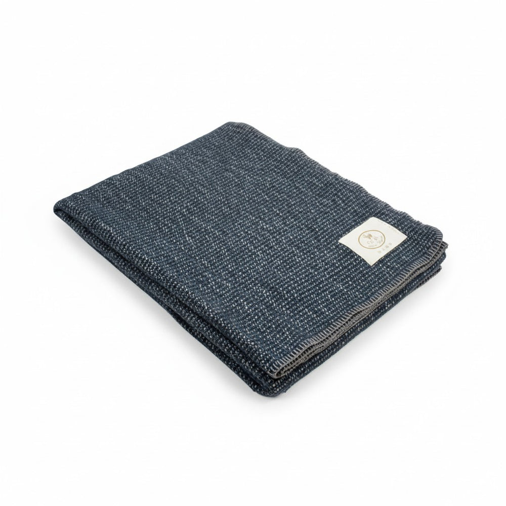 Plaid di lana e cashmere extralarge blu