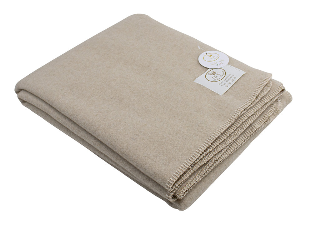 Plaid beige di puro cashmere