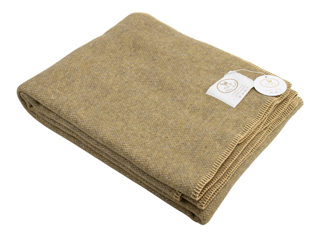 Plaid color senape di lana e cashmere