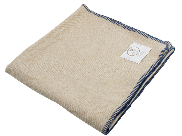 Coperta per lettino di lana e cashmere beige naturale