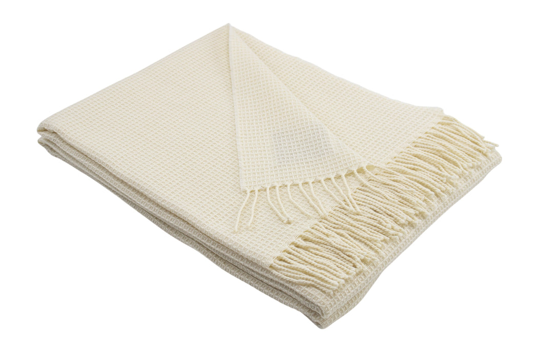 Honeycomb Throw APE with fringes Pure Wool