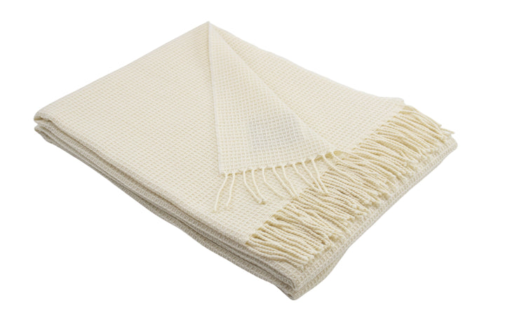 Honeycomb Throw APE with fringes Pure Wool