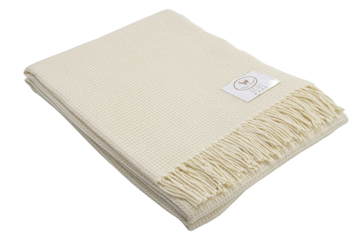 Honeycomb Throw APE with fringes Pure Wool