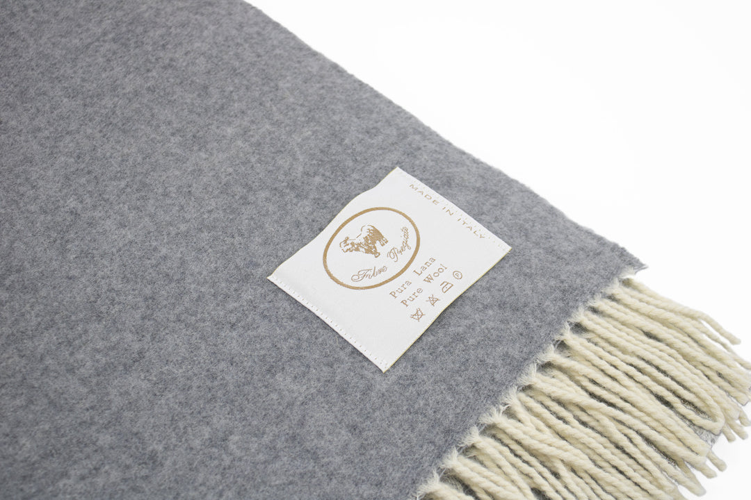Plaid di pura lana grigio