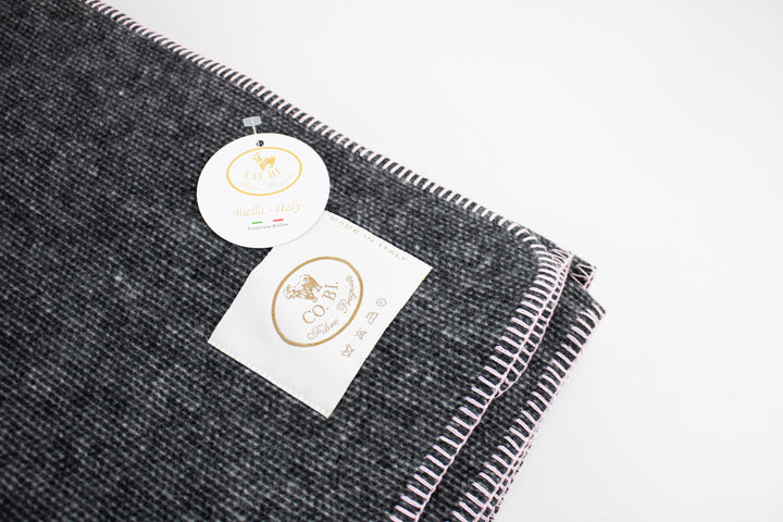 VENEZIA Cashmere and Wool Throw with Colorful Whipstitch edge