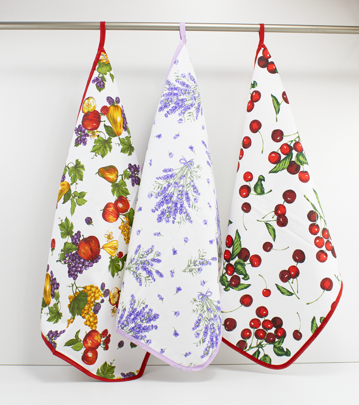 Set 3 pezzi Asciugapiatti Canovaccio per Cucina in Cotone CHERRY