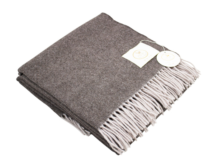 Plaid marrone di lana merino e cashmere