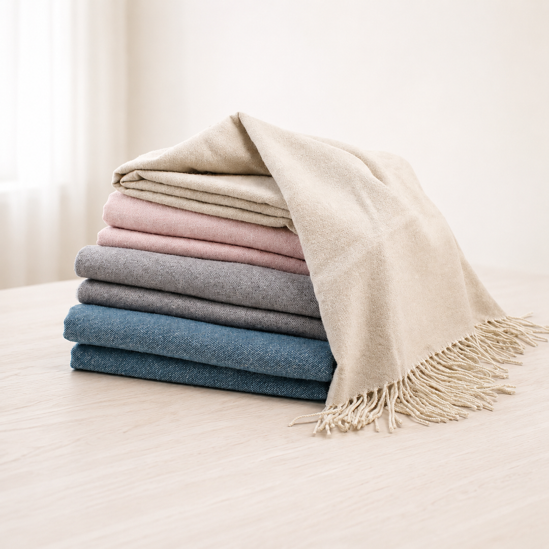 Plaid di lana merino e cashmere colori assortiti