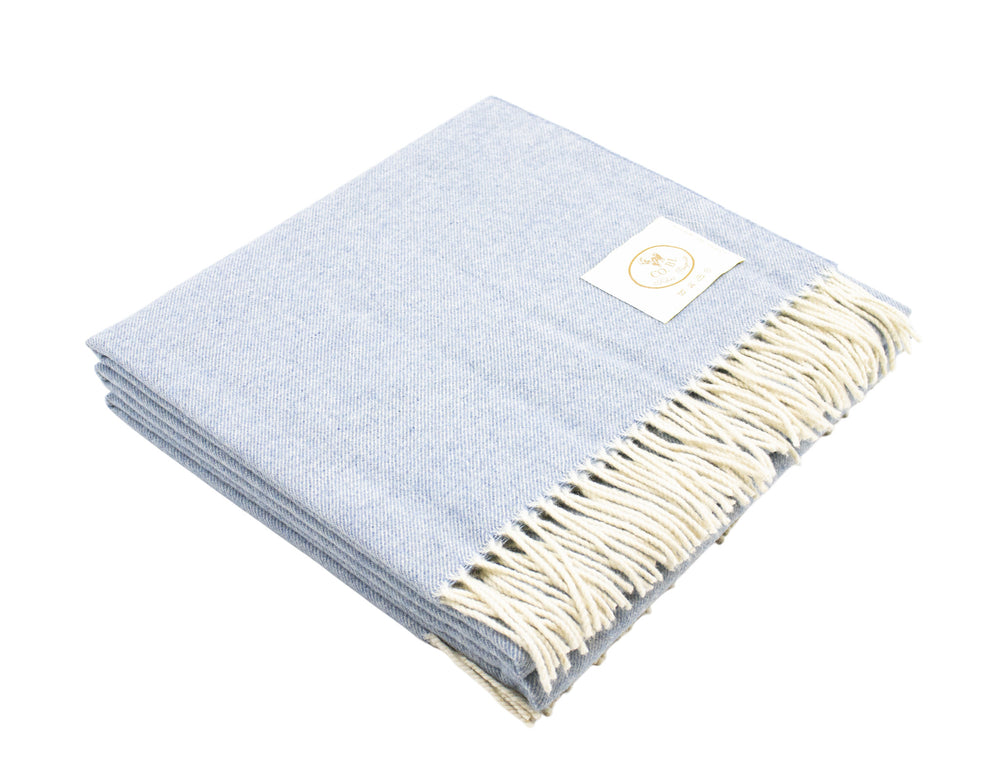 Plaid di lana e cashmere azzurro