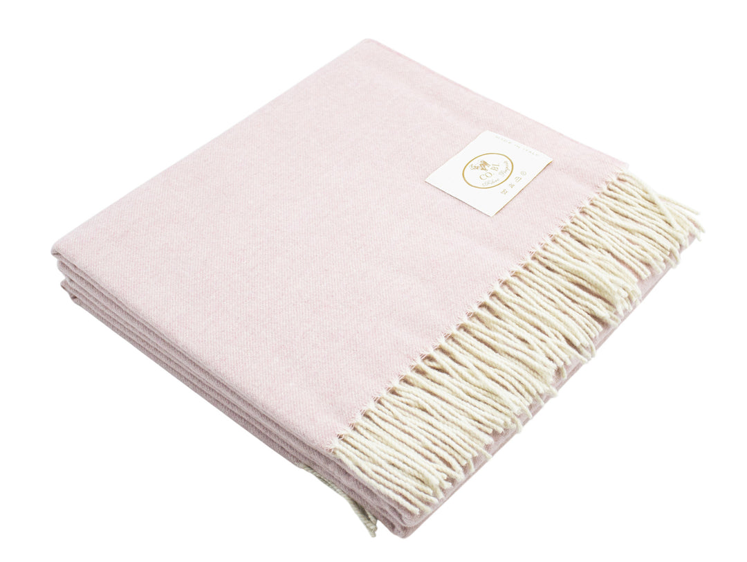 Plaid rosa di lana merino e cashmere