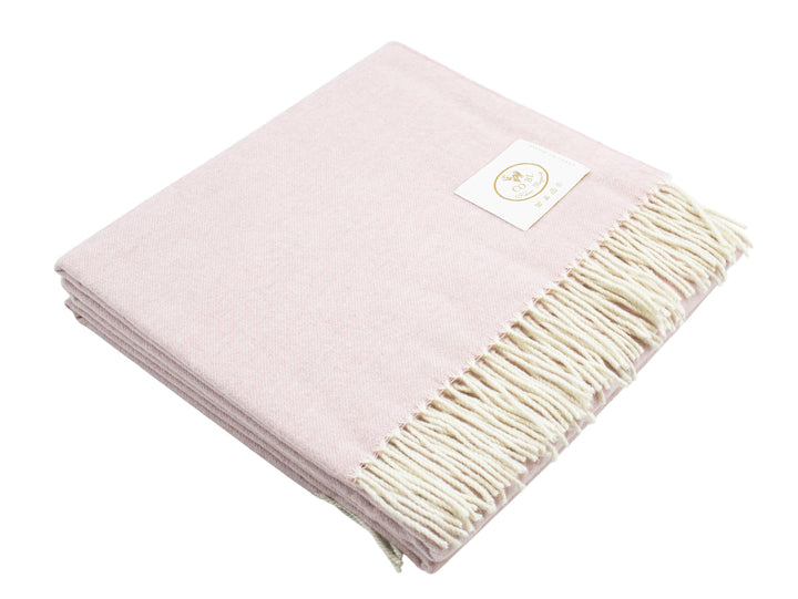 Plaid rosa di lana merino e cashmere