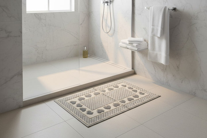 Tappeto da Bagno in Cotone con motivo a cuori CHIC
