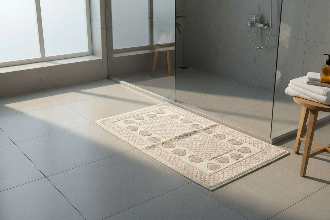 Tappeto da Bagno in Cotone con motivo a cuori CHIC