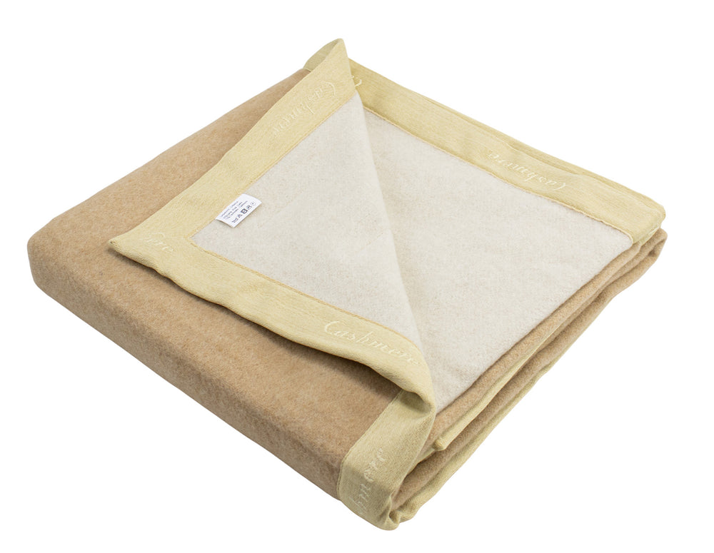 coperta tortora/greggio con bordo senape