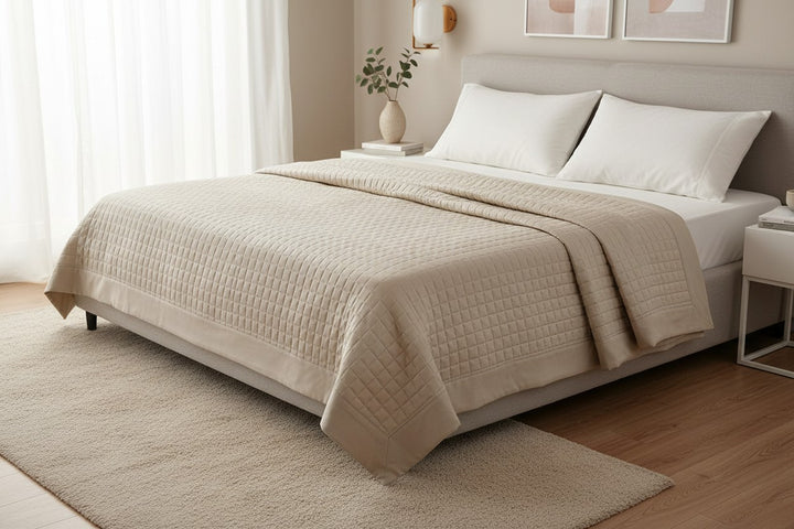 Trapunta leggera in cotone e poliestere beige