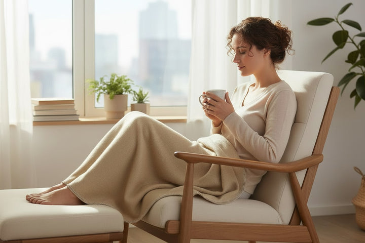 Plaid di misto lana beige chiaro