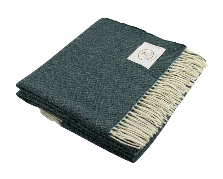 Plaid verdone di lana e cashmere