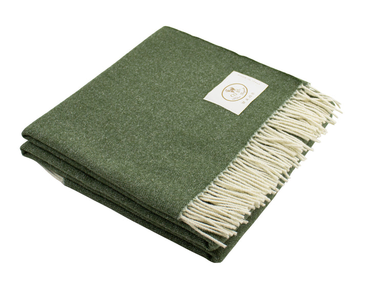 Plaid di lana e cashmere verde scuro