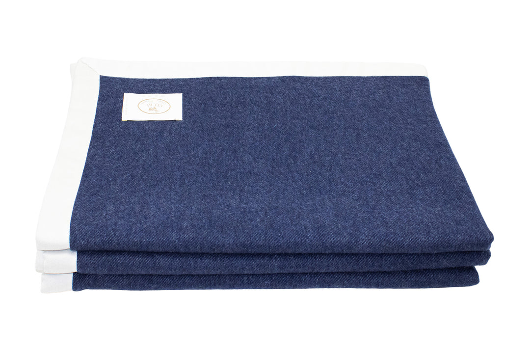 Coperta blu di lana merino e cashmere