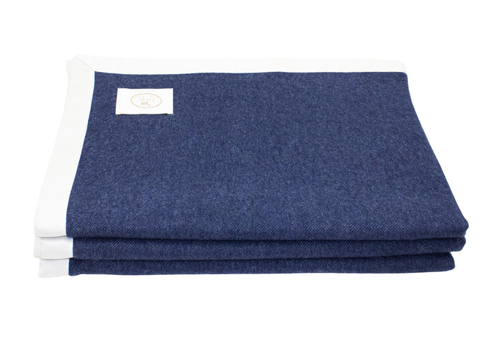 Coperta blu di lana merino e cashmere
