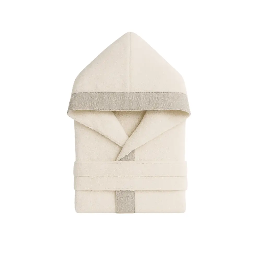 Accappatoio in spugna con bordo lino ALLEGRA Bianco / M - 92 € CoBi Cashmere