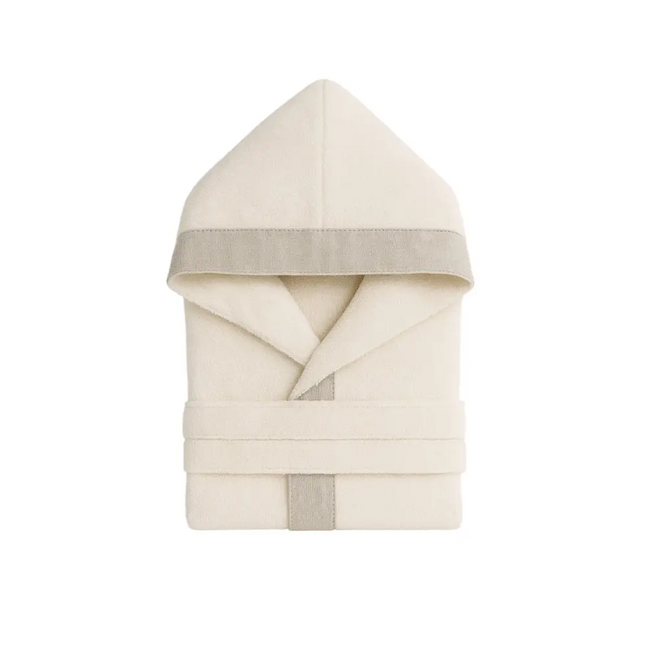 Accappatoio in spugna con bordo lino ALLEGRA Bianco / M - 92 € CoBi Cashmere
