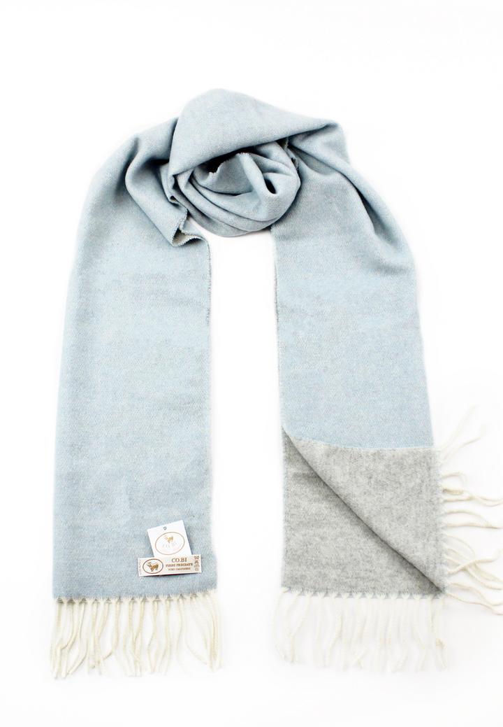 Sciarpa di cashmere grigio e azzurro