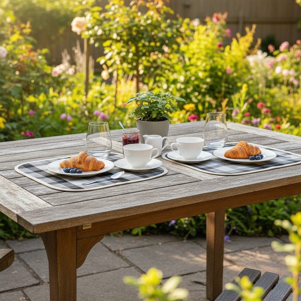 Tovagliette per la colazione grigio scuro e nero scozzese