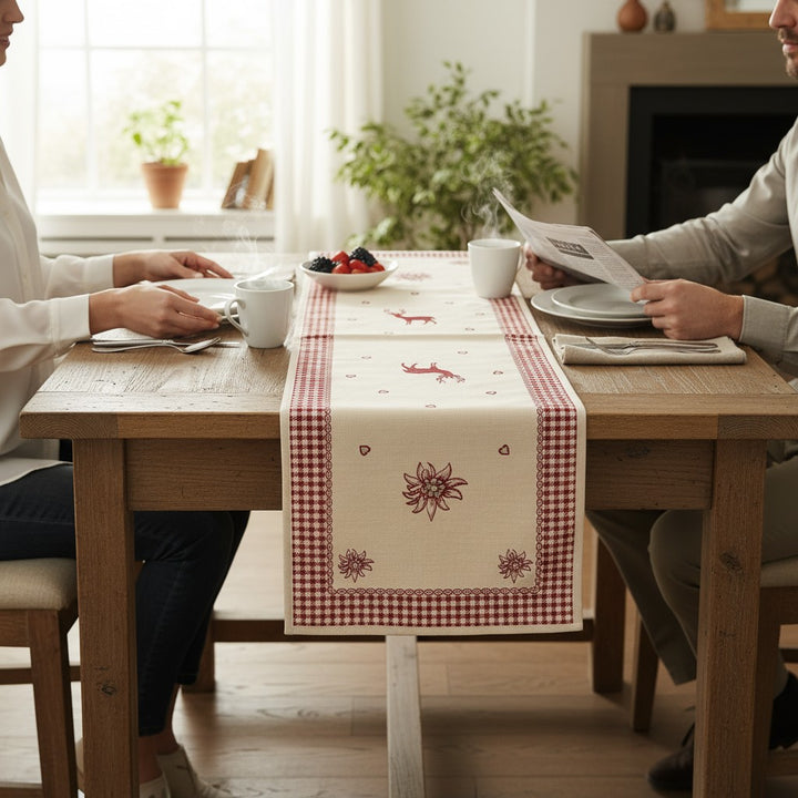 runner di natale shabby chic con stella alpina