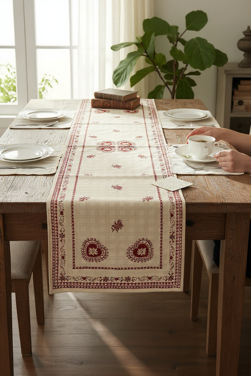 runner Natalizio con cuori e stella alpina