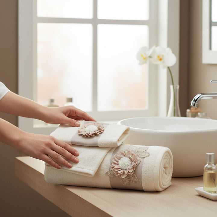 Asciugamani di spugna con fiore