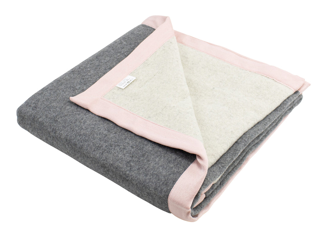 coperta per lettino grigio/greggio con bordo rosa