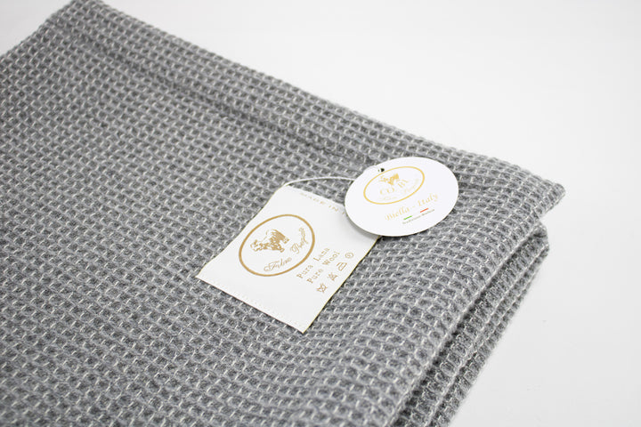 Copertina OLIMPIA a Nido d’Ape Pura Lana - Coperte Baby Grigio Punto cavallo per culla o lettino - CO.BI CoBi Cashmere