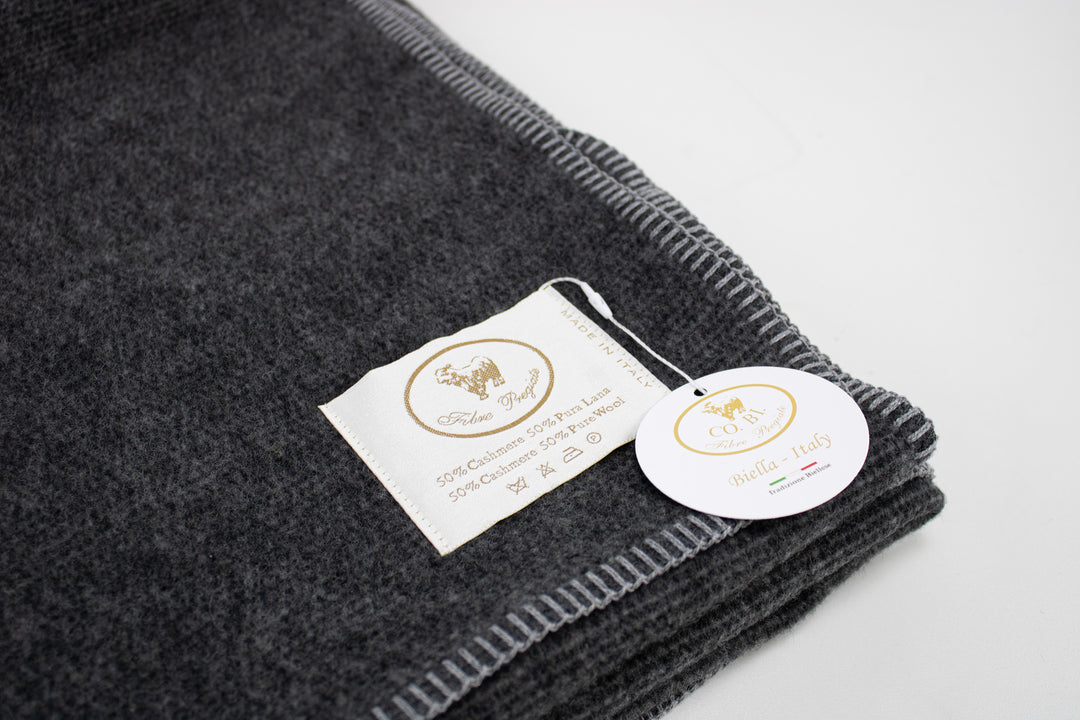 Copertina ANTRACITE Punto Cavallo Lana e Cashmere - Coperte Baby Antracite CoBi